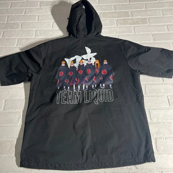 Team Liquid x Naruto Shippuden Akatsuki Tech Hoodie Jersey Mens M Black Anime - Picture 11 of 14